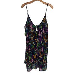 Anthropologie strappy mini dress tunic Tropical bird Print size  XL new $78